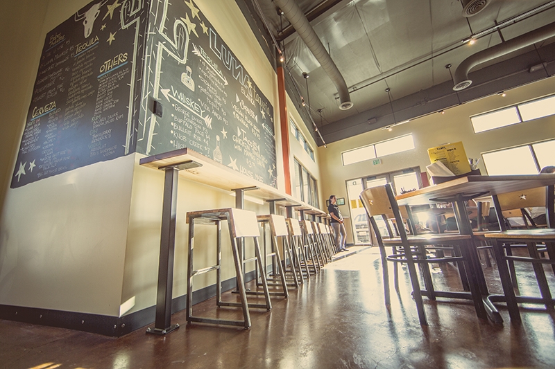 The interior of Luna Blanca Taqueria.